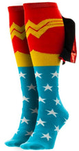 Load image into Gallery viewer, DC Wonder Woman Knee High Shiny Caped Socks
