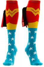 Load image into Gallery viewer, DC Wonder Woman Knee High Shiny Caped Socks