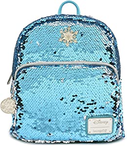 Loungefly Disney Elsa Sequin Backpack Wallet Set