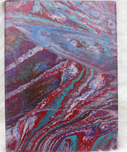Load image into Gallery viewer, &quot;Oil Spill&quot; Red Purple Blue Painting 12&quot; x 9&quot;
