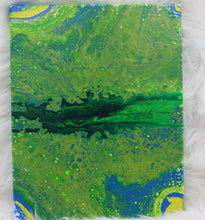 Load image into Gallery viewer, &quot;The Tear&quot; 14&quot; x 11&quot; Green Acrylic Pour Painting
