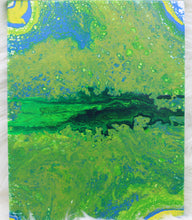 Load image into Gallery viewer, &quot;The Tear&quot; 14&quot; x 11&quot; Green Acrylic Pour Painting
