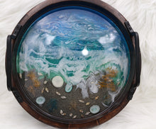 Load image into Gallery viewer, Custom Sand Beach Ocean Seashell Epoxy Art Wooden Tray
