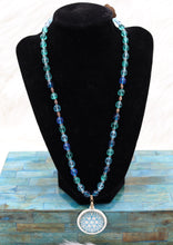 Load image into Gallery viewer, Handmade Blue Beaded Mandala Pendant Necklace
