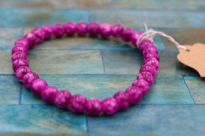 Handmade Pink Marble Beaded Bracelet