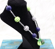 Load image into Gallery viewer, Handmade Green And Blue Seahawks Inspired Beaded Necklace
