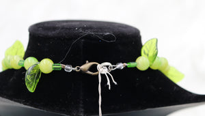Handmade Green Leaf Beaded Pendant Necklace