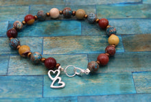 Load image into Gallery viewer, Handmade Marbled Beaded Heart Charm Bracelet
