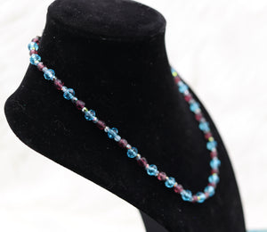 Handmade Blue And Red Czech Glass Beaded Necklace