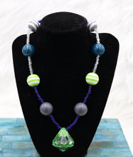 Load image into Gallery viewer, Handmade Green And Blue Beaded Seahawks Inspired Necklace
