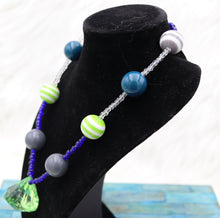 Load image into Gallery viewer, Handmade Green And Blue Beaded Seahawks Inspired Necklace
