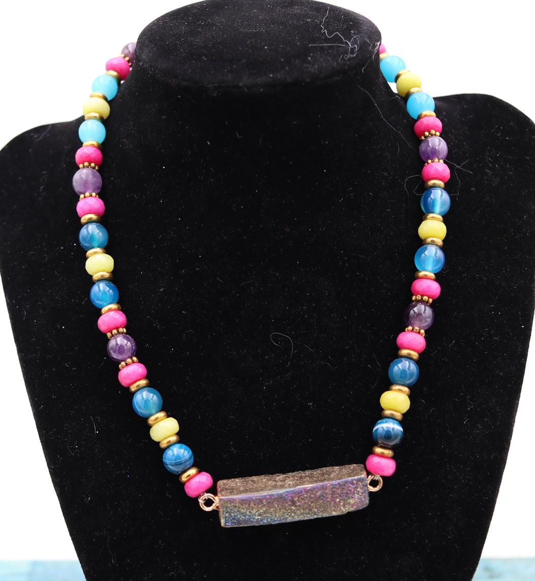 Handmade Multicolor Beaded Pendant Necklace