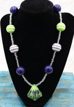 Load image into Gallery viewer, Handmade Green Blue Beaded Seahawks Inspired Necklace
