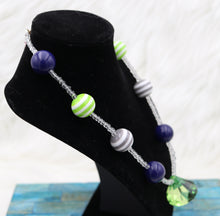 Load image into Gallery viewer, Handmade Green Blue Beaded Seahawks Inspired Necklace
