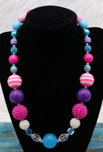 Load image into Gallery viewer, Handmade Pink And Blue Bubblegum Beaded Necklace
