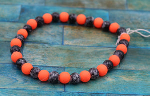 Handmade Orange Black Marble Beaded Bracelet