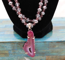 Load image into Gallery viewer, Handmade Double Strung Beaded Geode Pendant Necklace
