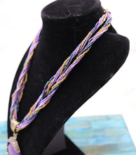 Load image into Gallery viewer, Handmade Purple String Beaded Stone Pendant Necklace
