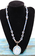Load image into Gallery viewer, Handmade Blue And White Beaded Floral Pendant Necklace
