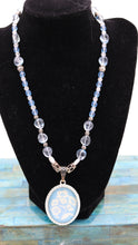 Load image into Gallery viewer, Handmade Blue And White Beaded Floral Pendant Necklace
