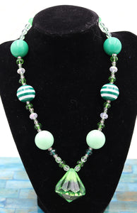 Handmade Green Bubblegum Beaded Necklace