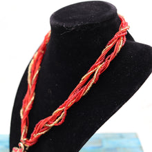 Load image into Gallery viewer, Handmade Red String Beaded Flamingo Pendant Necklace
