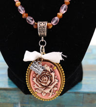 Load image into Gallery viewer, Handmade Vintage Style Beaded Rose Pendant Necklace
