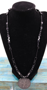 Handmade Black Beaded Zen Style Pendant Necklace