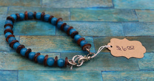 Handmade Blue Marbled Beaded Bracelet