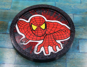 Custom Black And Red Resin Coaster