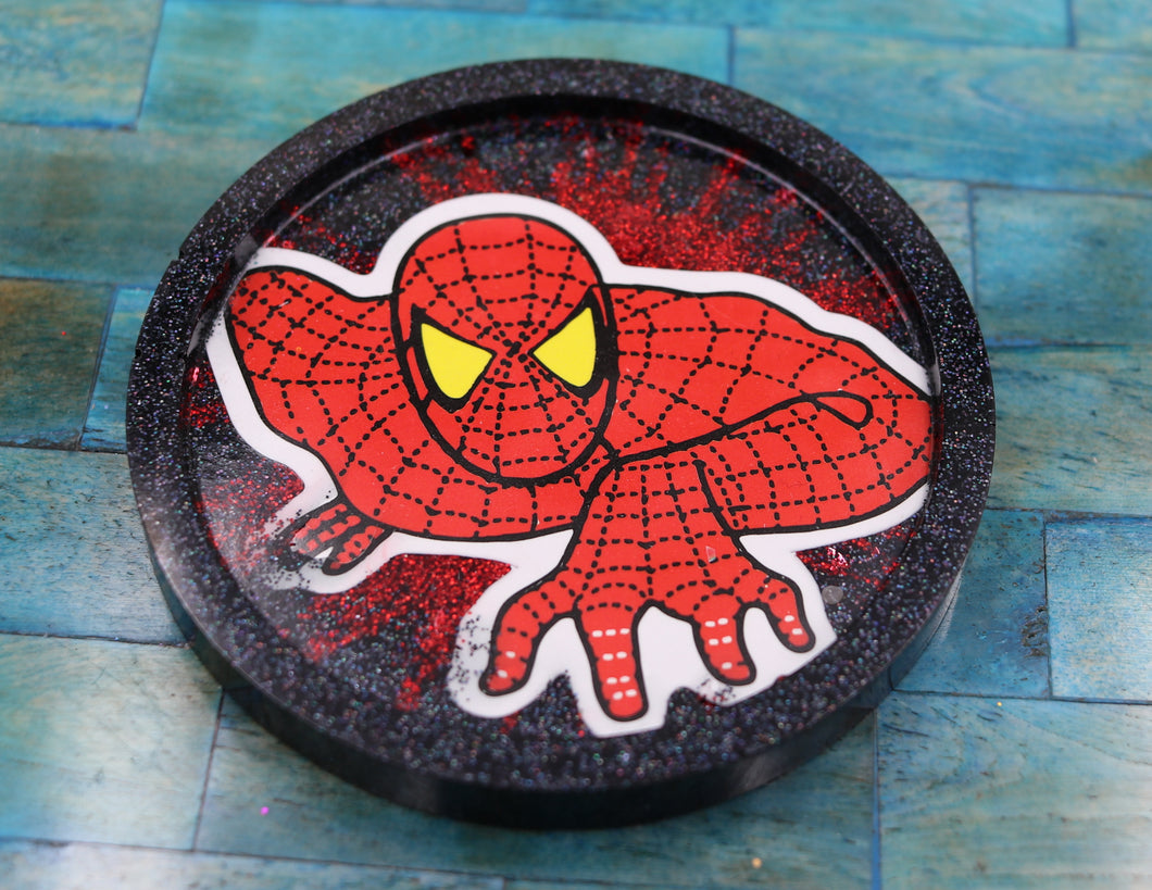Custom Black And Red Resin Coaster