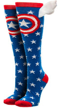 Load image into Gallery viewer, Marvel Captain America Knee High Winged Socks
