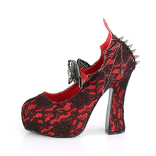 Load image into Gallery viewer, Demonia Demon-18 Red Satin Lace Platform Mary Jane Pumps
